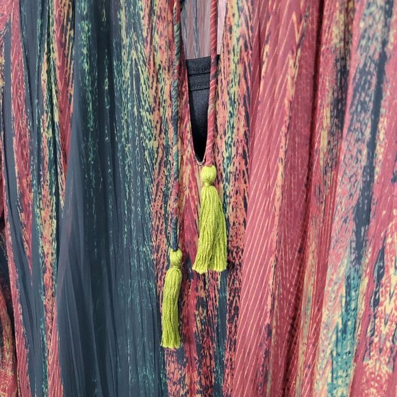 Love Kyla Size L Dress Maxi Flowy Boho Chic Tassel Tiered Long Sleeve - Picture 10 of 16